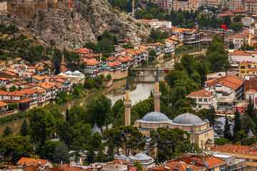 Fascinating view of the city of Amasya, also known as the city of princes. wonderful clouds coming...