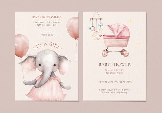 Baby Shower Invitation Card Template With Generative AI