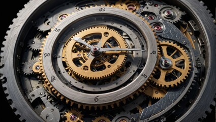 Obraz premium Closeup of Intricate Clockwork Mechanism