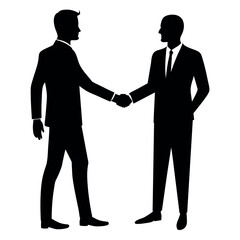 Fototapeta premium two business people handshake each other vector silhouette isolated white background