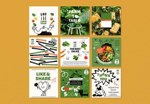 Veggie Vibe Social Media Post Template With Generative AI