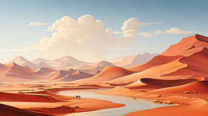 Naklejka premium A minimalist desert landscape