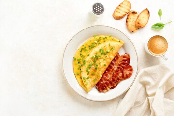 Omelet with cheese and green onion