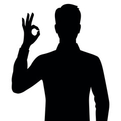 A man showing hand ok sign vector silhouette vector silhouette