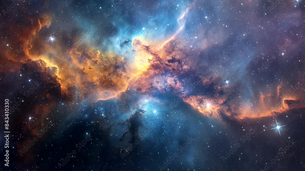 Wall mural animated background of nebula in space, traveling through space. looping time-lapse video background