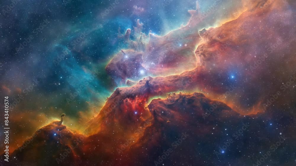 Wall mural animated background of nebula in space, traveling through space. looping time-lapse video background