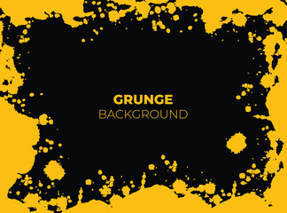 Black and yellow abstract grunge paint dotted background