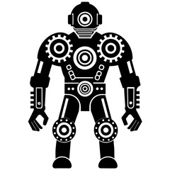 Robotic vector silhouette illustration on white background