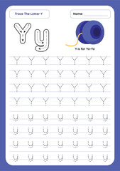 Letter Y Tracing Worksheet. Writing Practice Worksheet