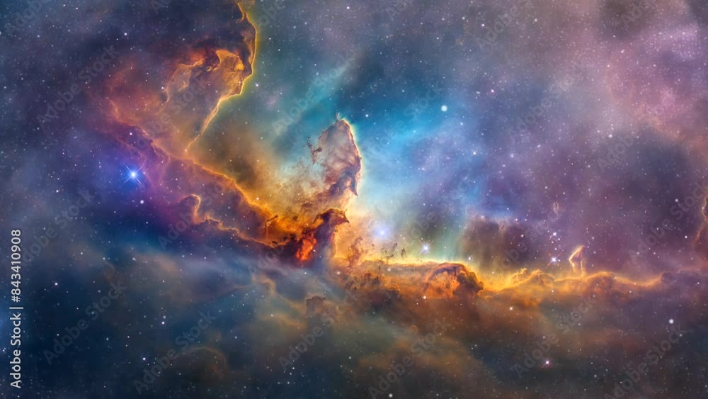 Wall mural animated background of nebula in space, traveling through space. looping time-lapse video background
