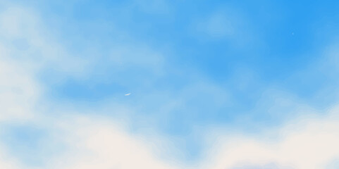 Light sky blue watercolor background. Soft clouds in blue sky for background with watercolor techniques . classic hand painted Blue watercolor background for painted paper textured canvas design.