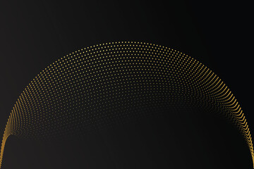 abstract background gold theme with black background circle, wave, dot, swirly, wave line, luxury