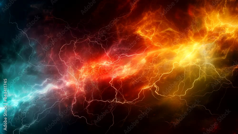 Wall mural colorful abstract background animation with lightning effect moving irregularly. looping time-lapse 