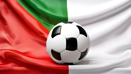 Naklejka premium The symbolic power of success and victory. soccer ball on Italy flag background. Generative Ai.