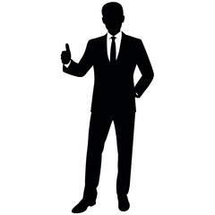Obraz premium business man standing with shoes and showing Thumbs up vector silhouette 