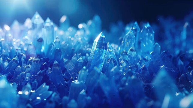 crystals forming a holographic pattern, Sci-fi, Blue hues, Digital illustration