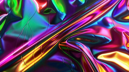 colorful metallic neon texture with Chromatic foil rainbow iridescent