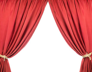 Roter Vorhang isoliert auf weißen Hintergrund, Freisteller 