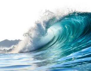 Obraz premium Welle mit gischt am unteren Rand isoliert auf weißen Hintergrund, Freisteller 