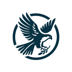 a nice Falcon icon round shape silhouette vector new style with white background