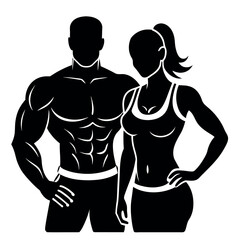 Fototapeta premium fitness gym couple man and woman close to each other vector silhouette