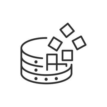 Databases and data parts, linear icon. Line with editable stroke
