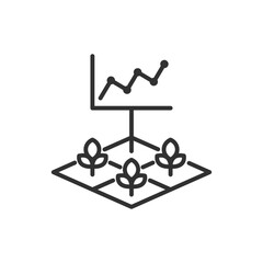 Technological monitoring of plant growth, linear icon. Smart agriculture. Line with editable stroke