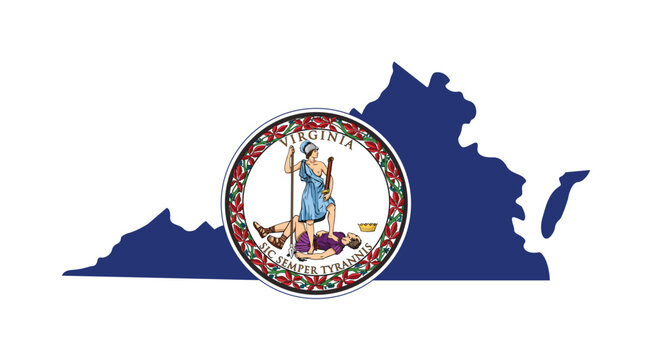 virginia va simplified state map shape with state flag transparent background
