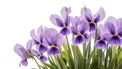 Spring violet flowers on a white background