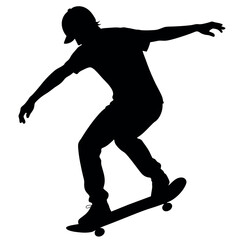 male skateboarder, jumping different type of pose vector silhouette