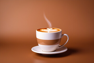 Obraz premium Ai generated image of a cup of coffee on brown background