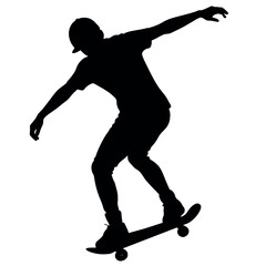 male skateboarder, jumping different type of pose vector silhouette
