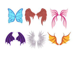 colorful various wing butterfly bird dragon and angle fly style decorative