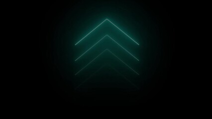 neon single-line directional up arrow animation. signal icon. Moving arrow pointing to the up. Up-direction arrow on black background