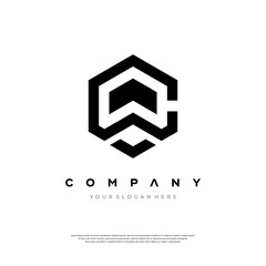 Modern Geometric CW Hexagon Logo