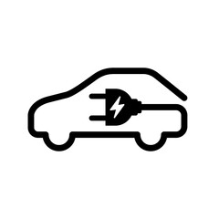 Electric car with plug icon symbol, EV car, Green hybrid vehicles charging point logotype, Eco friendly vehicle concept. Vector illustration