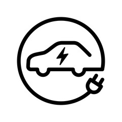 Electric car with plug icon symbol, EV car, Green hybrid vehicles charging point logotype, Eco friendly vehicle concept. Vector illustration