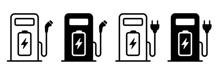 Electric car with plug icon symbol, EV car, Green hybrid vehicles charging point logotype, Eco friendly vehicle concept. Vector illustration