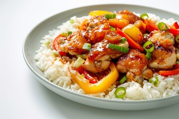 Baked Sweet-and-Sour Chicken on a Bed of Fluffy Rice