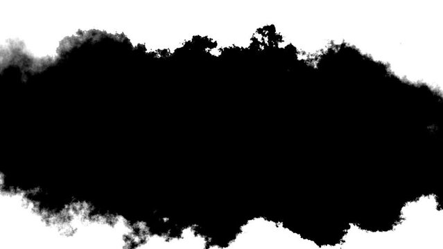 Black color inks drop composition splatter effect transition splatter blot spreading. flow spots spills paper reveal dripping streaks spread fluid alpha matte. watercolor swirls. Spraying paint