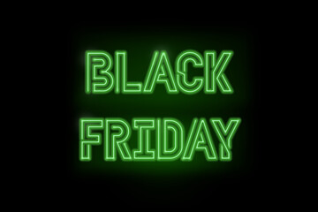 Black Friday written with neon lights on black background.