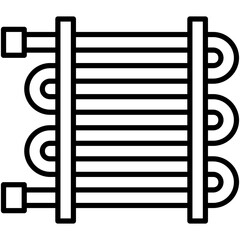 Heat Exchanger Icon. Electric Fan Radiator Pictogram Graphic Illustration. Isolated Simple Line Icon For Infographic, App and Web Button.