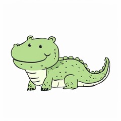 Fototapeta premium Green Cartoon Alligator Illustration