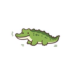 Obraz premium Green Cartoon Alligator Illustration