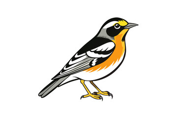 Obraz premium Blackburnian Warbler bird sits icon vector 