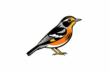 Blackburnian Warbler bird sits icon vector 