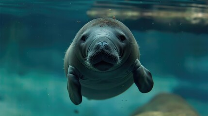Fototapeta premium A hilariously adorable manatee