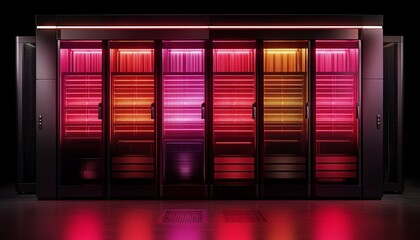 Data center with neon lights