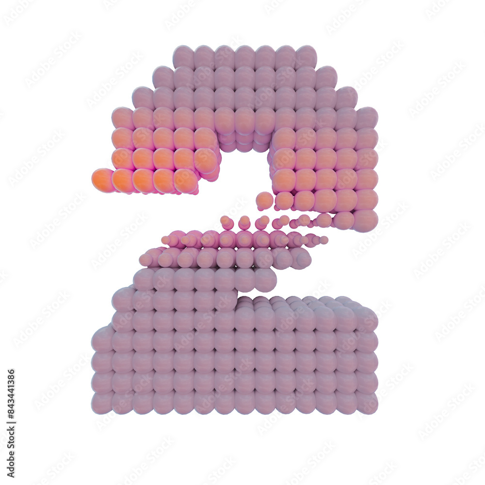 Poster 3d number art: 2 isolated in pastel gradient style