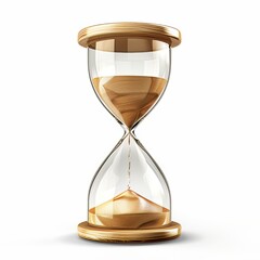 Illustration Wooden Hourglass With Sand Dripping Down isolated on white background